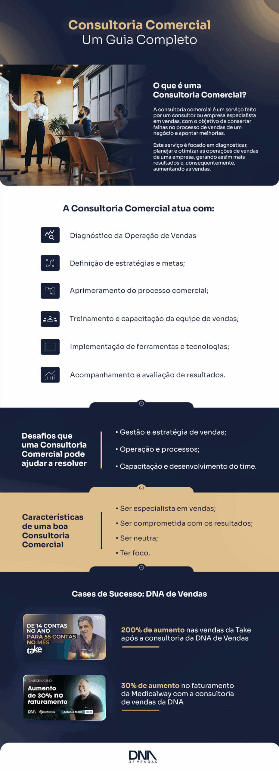 Infográfico: guia completo sobre o papel e benefícios da Consultoria Comercial